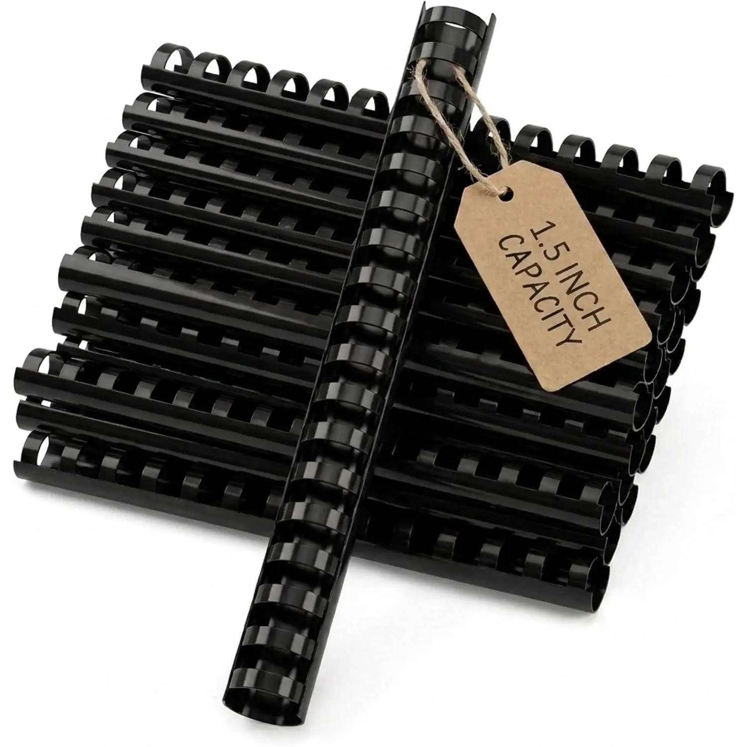 50 Pack of Plastic Comb Binding Spines, Black 19 Ring Binding Combs, Durable Binding Supplies for Reports, Presentations, Manuals, Proposals, School & Office Documents (1.5 inch)