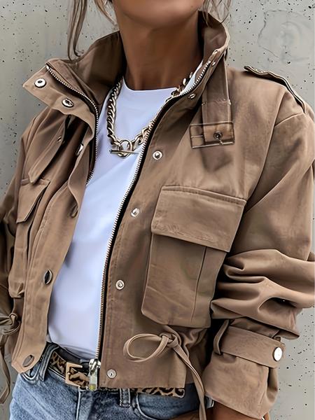 New Trendy Utility Style Casual Women's Jacket Coat, Fashionable Workwear Outerwear, Comfortable Ladies' Clothing for Daily Wear, Everyday