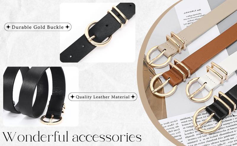 JASGOOD Women's Leather Belts for Jeans Dresses Fashion Gold Buckle Ladies waist Belt
