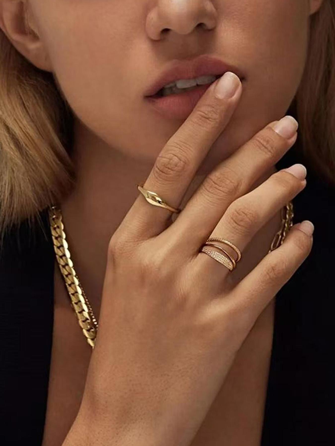 Four-Piece Ring Set, Minimalist Style Stacking Rings, Perfect Gift Choice, Enhance Your Simple Look, Gold Color Rings