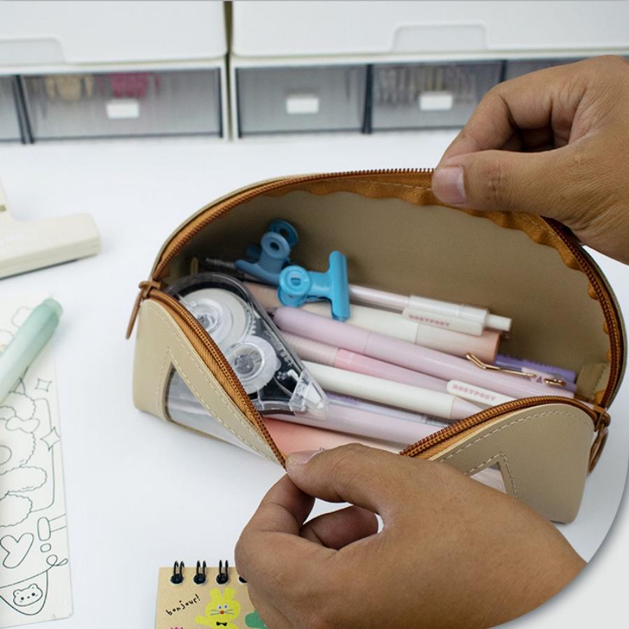 New Shell Transparent Pen Bag, Unisex Japanese Style, Large Capacity, High Aesthetic, Simple Design, Slight Color Difference