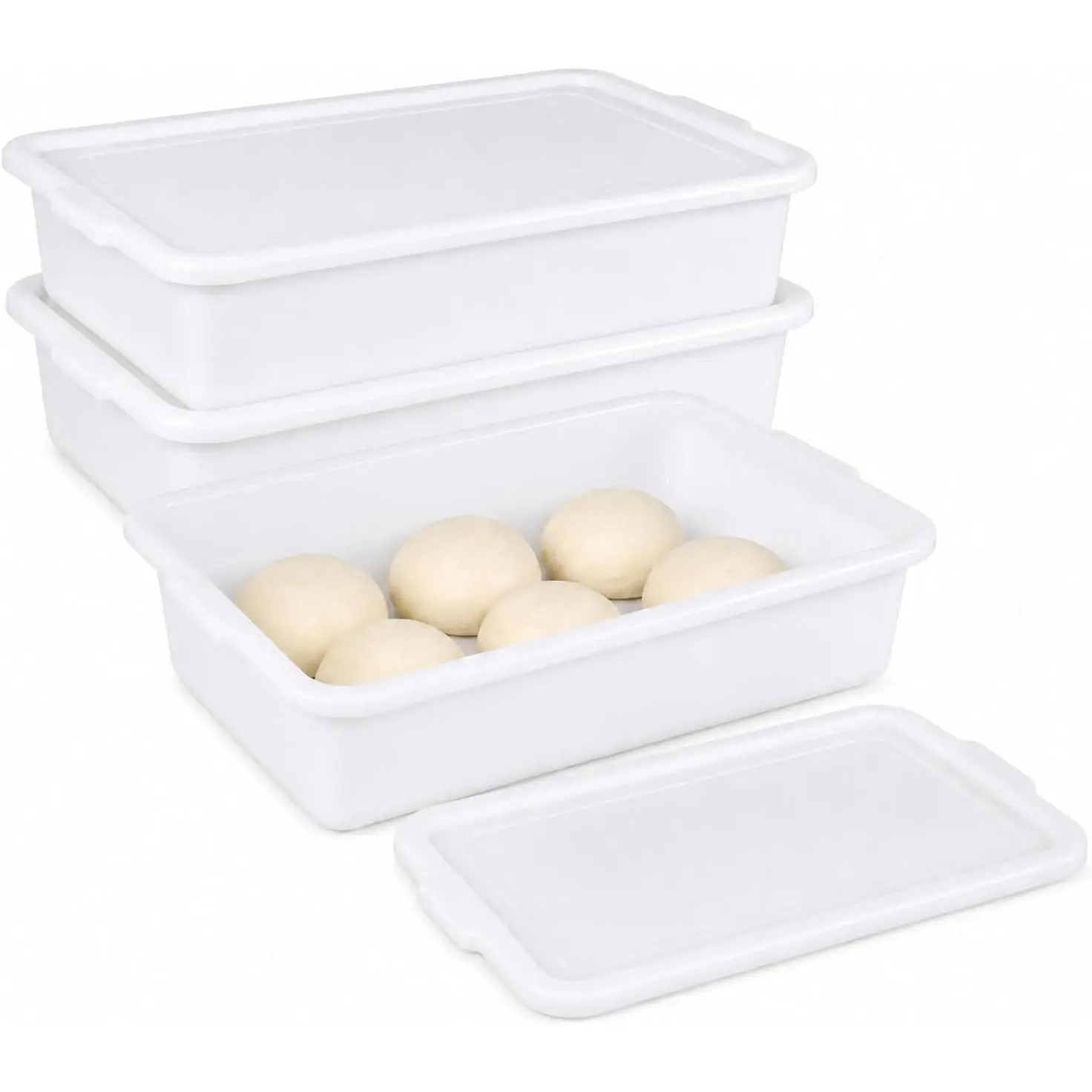 3 Pack Pizza Dough Proofing Container, Sourdough Rising Box |  Storage Containers with 13L Capacity, Bread Proofing Box, White