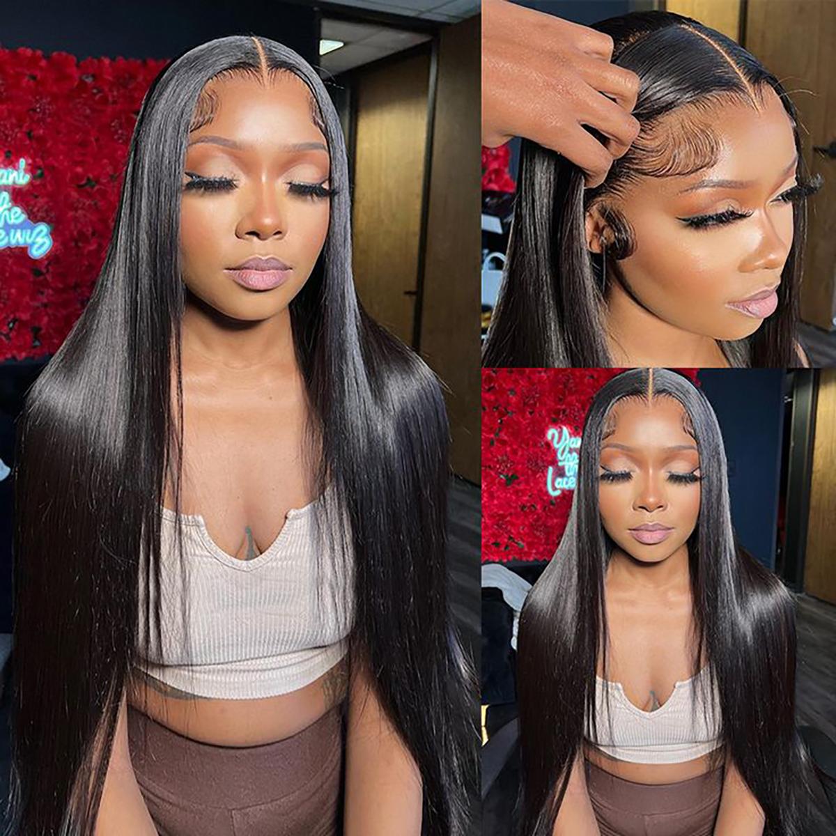 Tuneful Natural Black Straight Hair Wig For Women 13x6 Lace Frontal Wig 180% Density HD Tranparent Lace Front Wigs Human Hair P4/27 Pre Plucked 32 Inch Tuneful Natural Black Straight Hair Wig For Women 13x6 Lace Frontal Wig 180% Density HD Tranparent Lace Front Wigs Human Hair P4/27 Pre Plucked 32 Inch