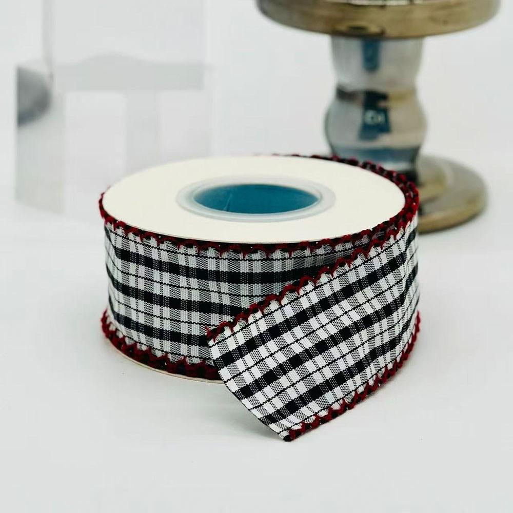 Multicolor Contrast Plaid Lace Ribbon, 5 Yards Floral Packaging, Handmade Hair Clips, Gift Wrapping Universal Fabric, 4.57 Meters