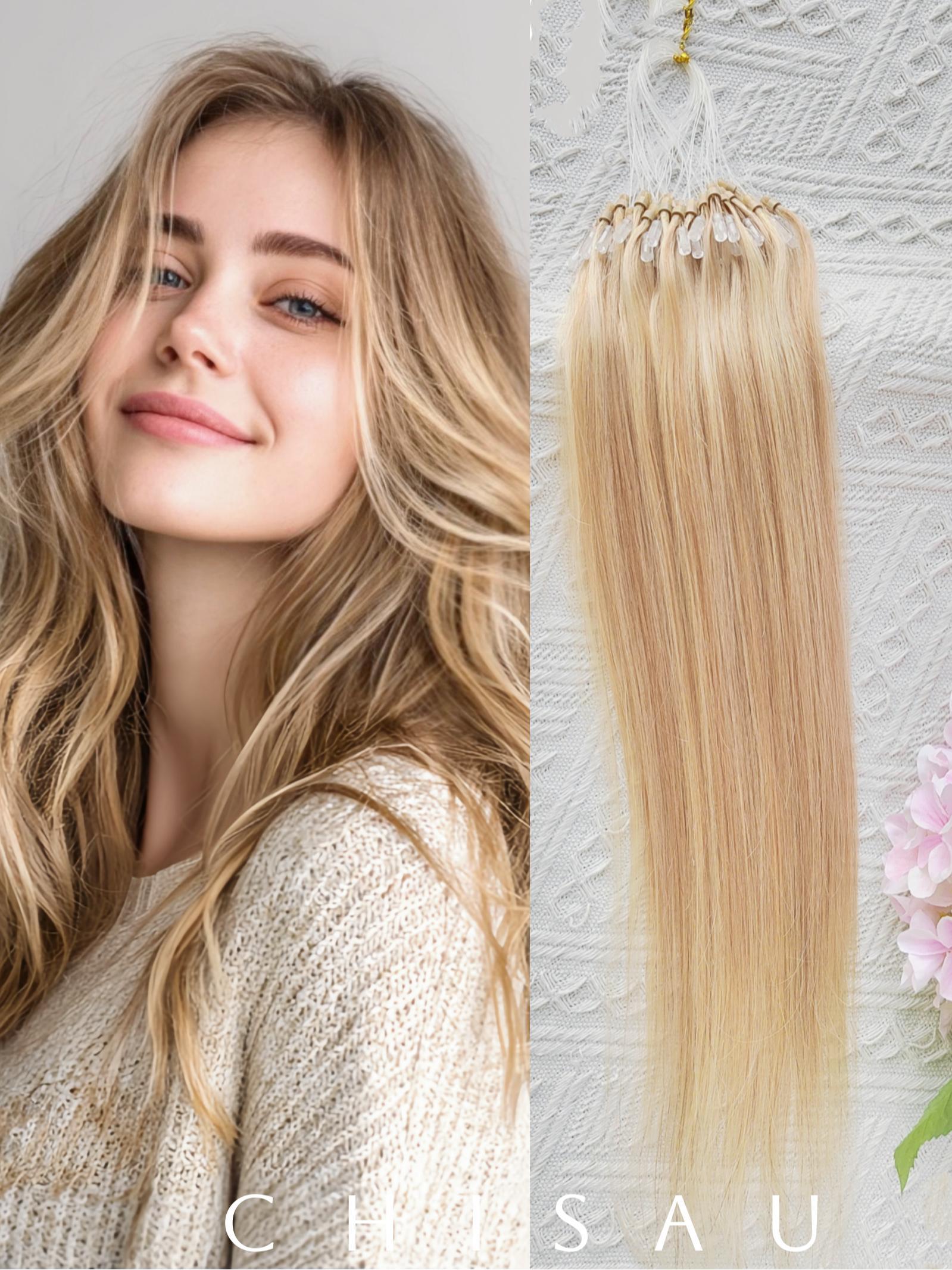 Microlink Hair Extensions Made from Real Human Hair, Featuring Microbead Micro Loop Technology, Soft And Shiny, with a Total of 50 Strands