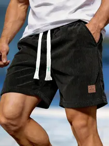Men's Elastic Knee-Length Corduroy Shorts, Loose Fit Summer Casual Pants, Ideal for Hiking, Beach, Outdoor, Commute