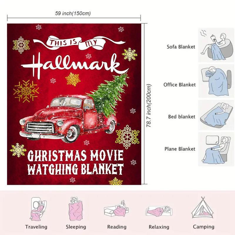 Christmas Car Pattern Blanket, 1 Count SoftComfortable Throw Blanket, Warm NappingBlanket for Home Office Travel CampingDormitory