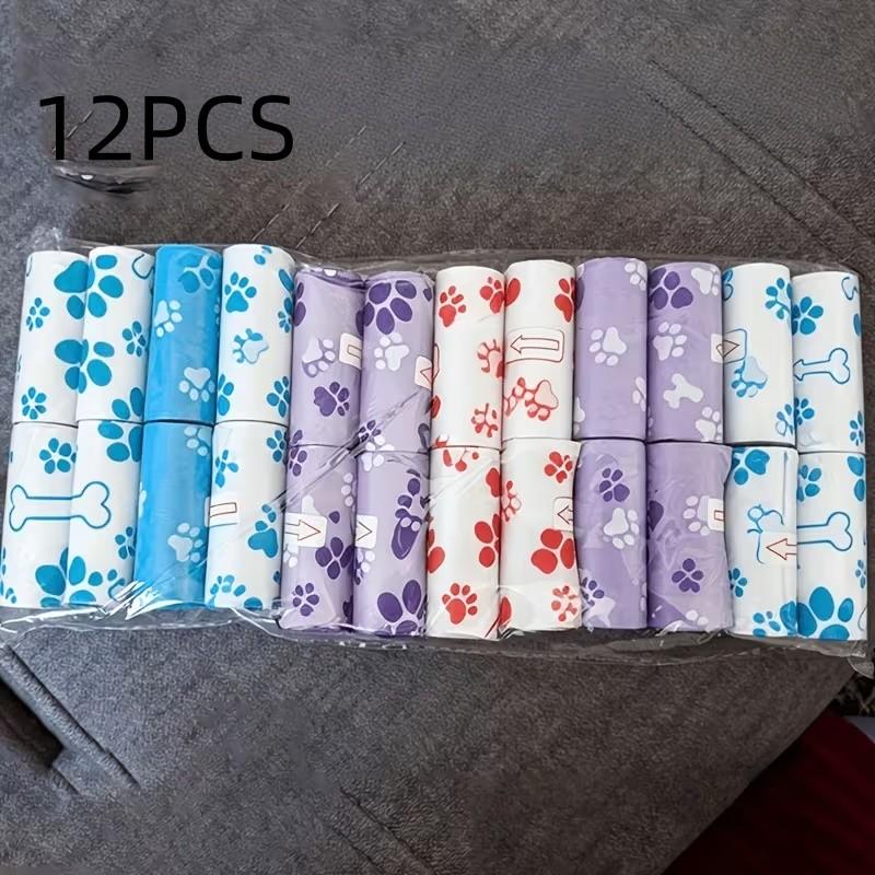 12pcs Random Color High-Quality Pet Waste Bags, Portable Easy Tear Dog Trash Bags Supplies, Thick Leak-Proof Durable, Ideal for Outdoor Walking and Daily Cleaning