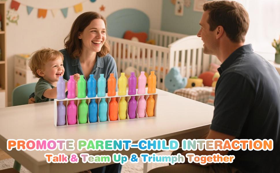 Color Matching & Sorting Game - Montessori Toy for Toddlers 3+. Fun Family Activity with Bottles & Lids to Learn Colors, Develop Fine Motor Skills & Cognitive Thinking