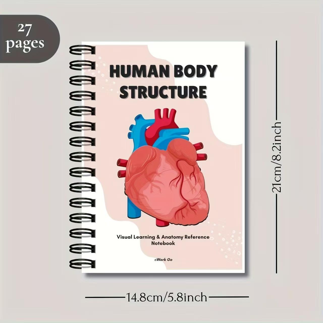 Human Anatomy Notebook for Medical Students, Nurses, and Biology Professionals, Visual Learning Spiral Bound Notebook, Essential Study Tool