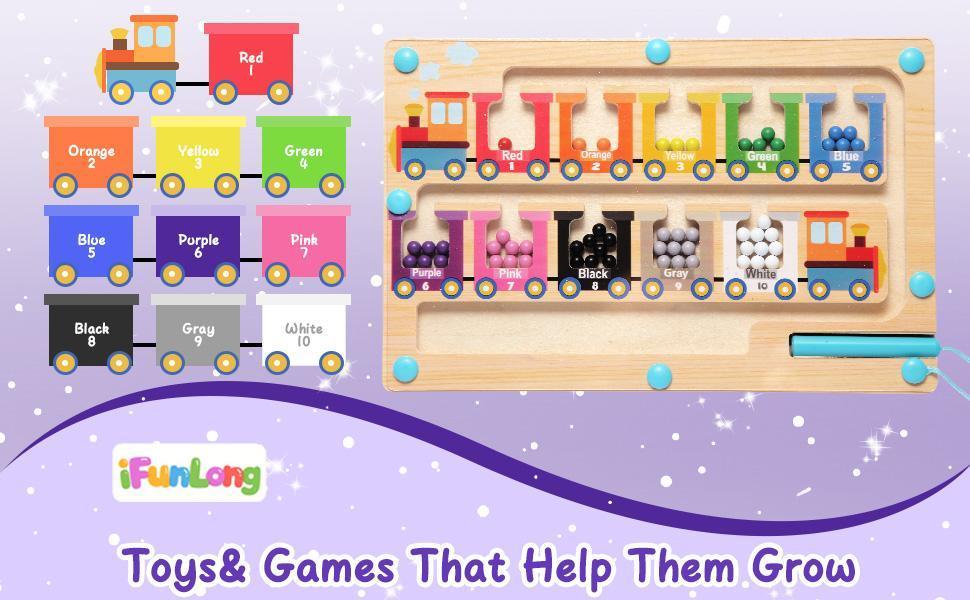 Magnetic Color and Number Maze, Montessori Toys for 3 4 5 Year Old ...