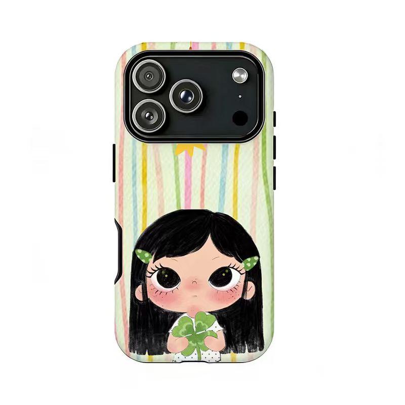 Cute Big-Eyed Girl Phone Case | Kawaii Watercolor Aesthetic,Compatible for iPhone 16 15 14 13 12 11 17Pro Max,for Samsung S25 S24 S23 S22 Ultra,Durable Dual-Layer design phone cover,Perfect Gift for Her