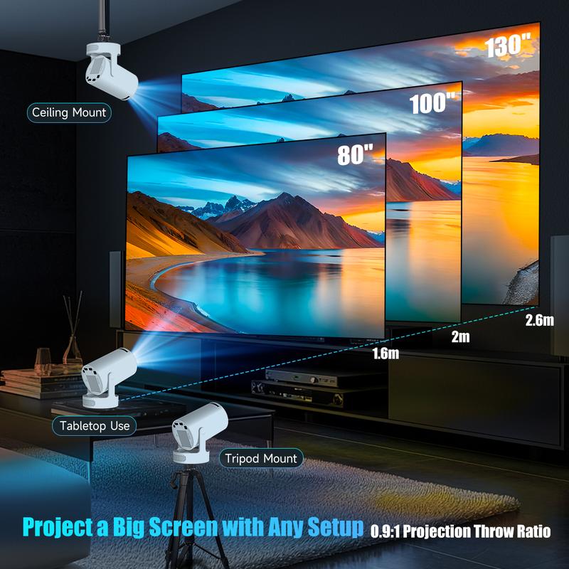 [US warehouse] Magcubic HY300Pro+ 290ANSI Projector Android 14 BT5.4 WIFI6 8K 4K Decode Native 1280*720P 0.8:1 Throw Ratio Built-in Speaker & Appstore Allwinner H726 Home Cinema Mini Smart Portable Upgraded HY300Pro