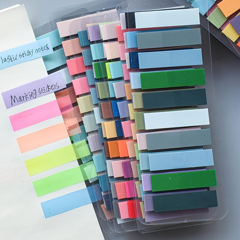 1000-piece Morandi color-coded sticky notes, European retro fluorescent PET transparent self-adhesive memo, rectangular, 28 mixed colors, with index labels, suitable for back-to-school gifts and office supplies, Book Mark