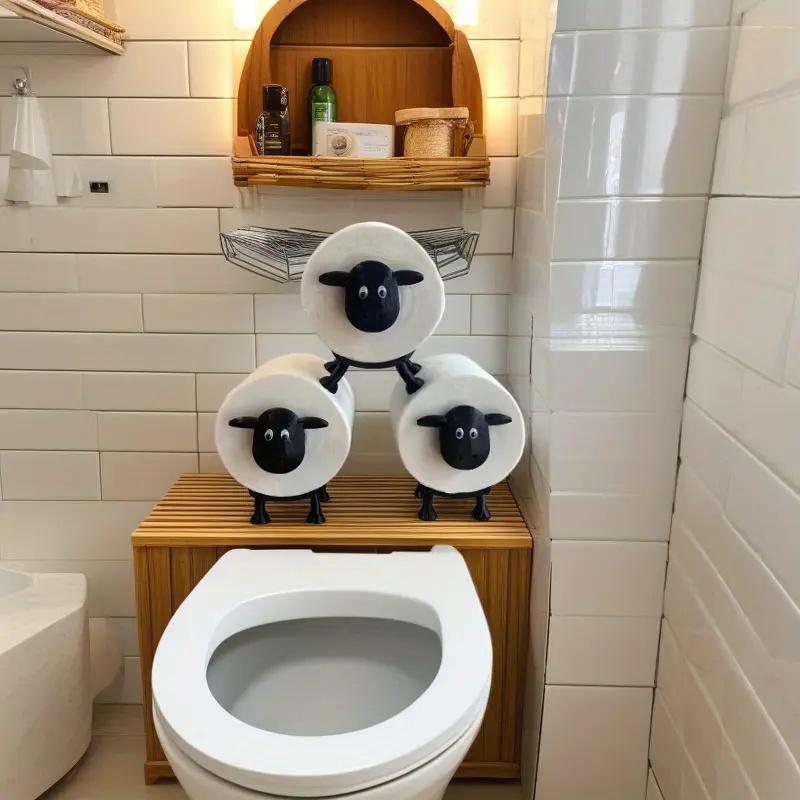 Sheep Cute Animal Paper Towel Holder, Humorous Standing Bathroom Tissue Rack, Tissue Dispenser, Fun Toilet Decor, Bathroom Decorations, Mother's Day Christmas Gift Idea