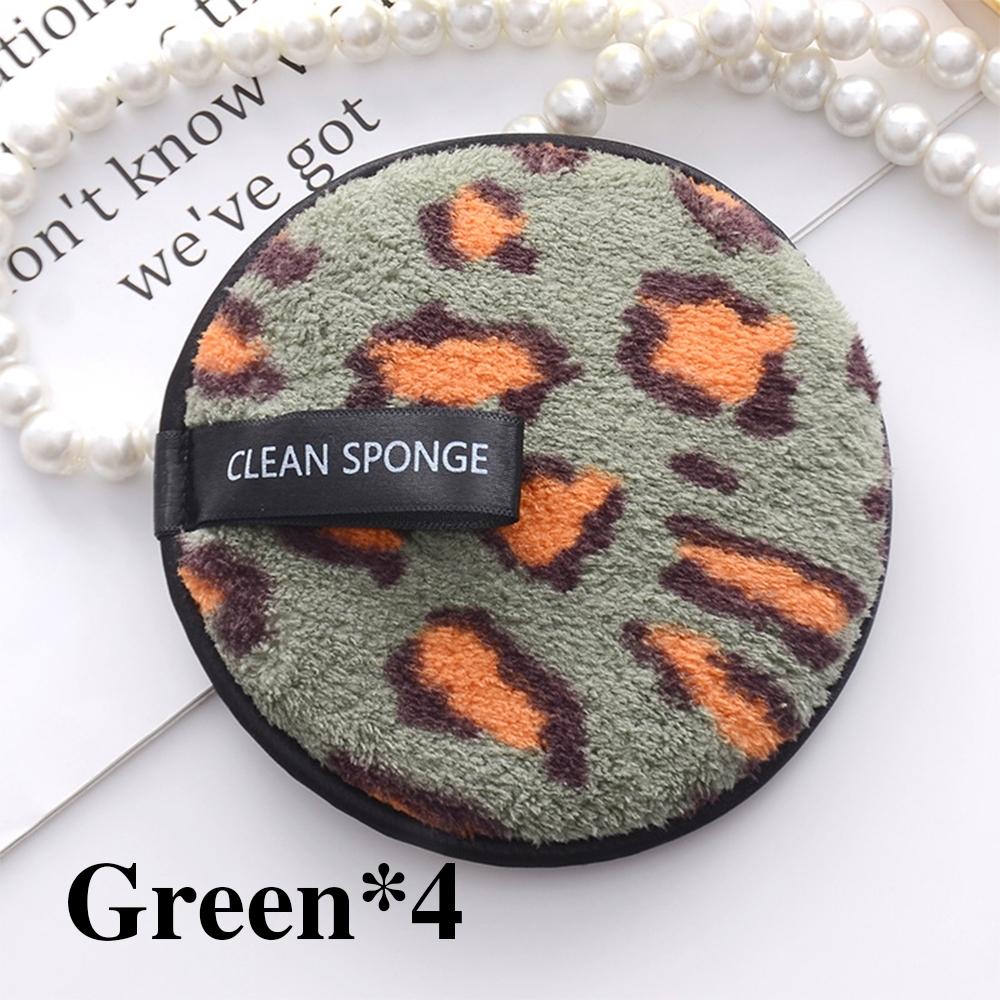 1/4pcs Leopard Print Microfiber Makeup Remover Pad, Reusable Wet & Dry Cleansing Towel, Lazy Women's Skincare Tool, Round Hanging Hook Design