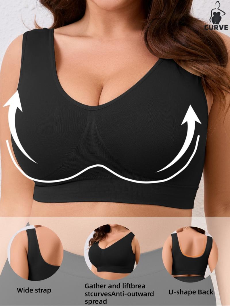 【Plus Size】 Women's Soft  Seamless Bra,Comfortable & Breathable Simple Basic Chest, No Padding,Lady Lingerie Casual Underwear Top,Soft Comfy Bra,Perfect For Daily Wear,All Seasons
