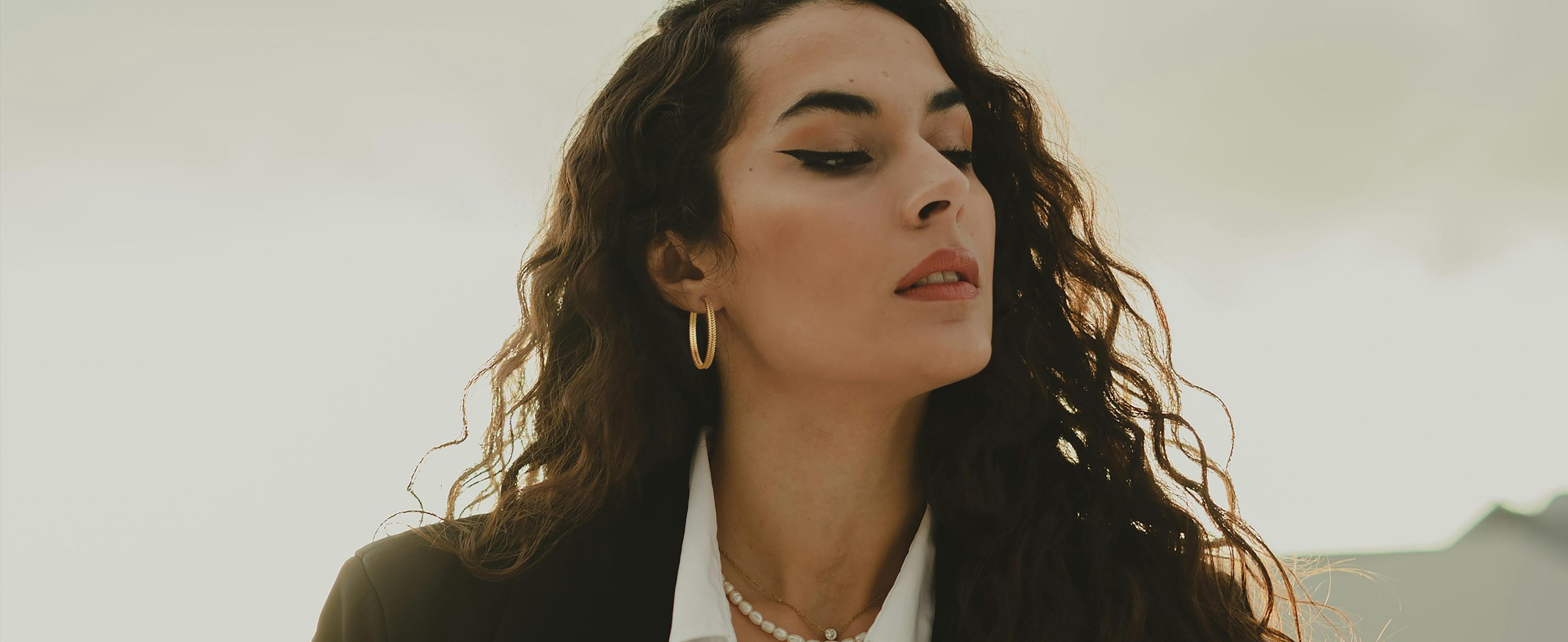 925 Sterling Silver Post Chunky Hoop Earrings, Large Gold Plated Hypoallergenic Earrings Jewelry for Women Trendy