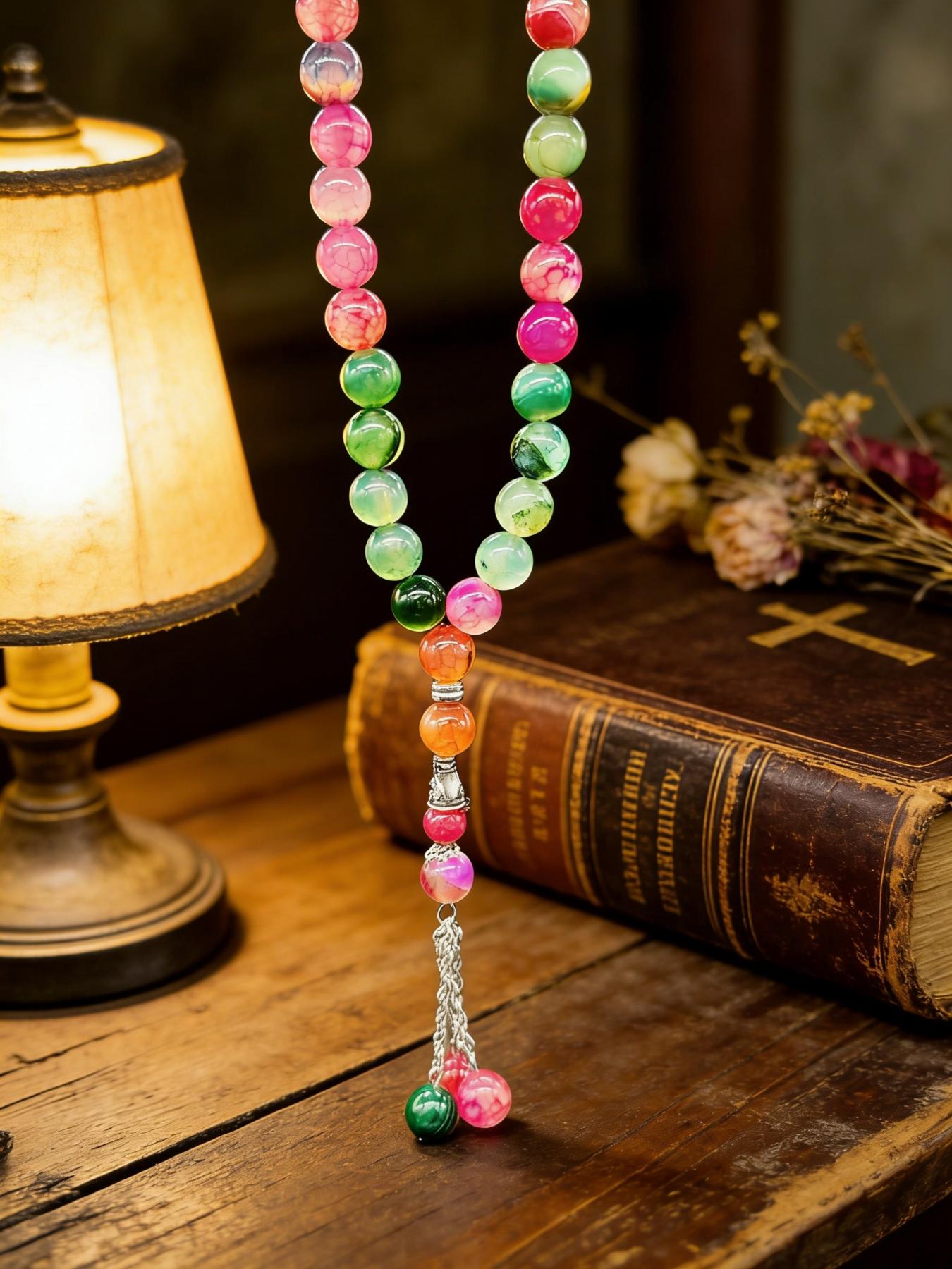 1pcs Colorful Agate Bead Bracelet, Luxury Feng Shui Buddha Beads, Ethnic Style Accessory, Suitable for Fashionistas, Zen Life Enthusiasts