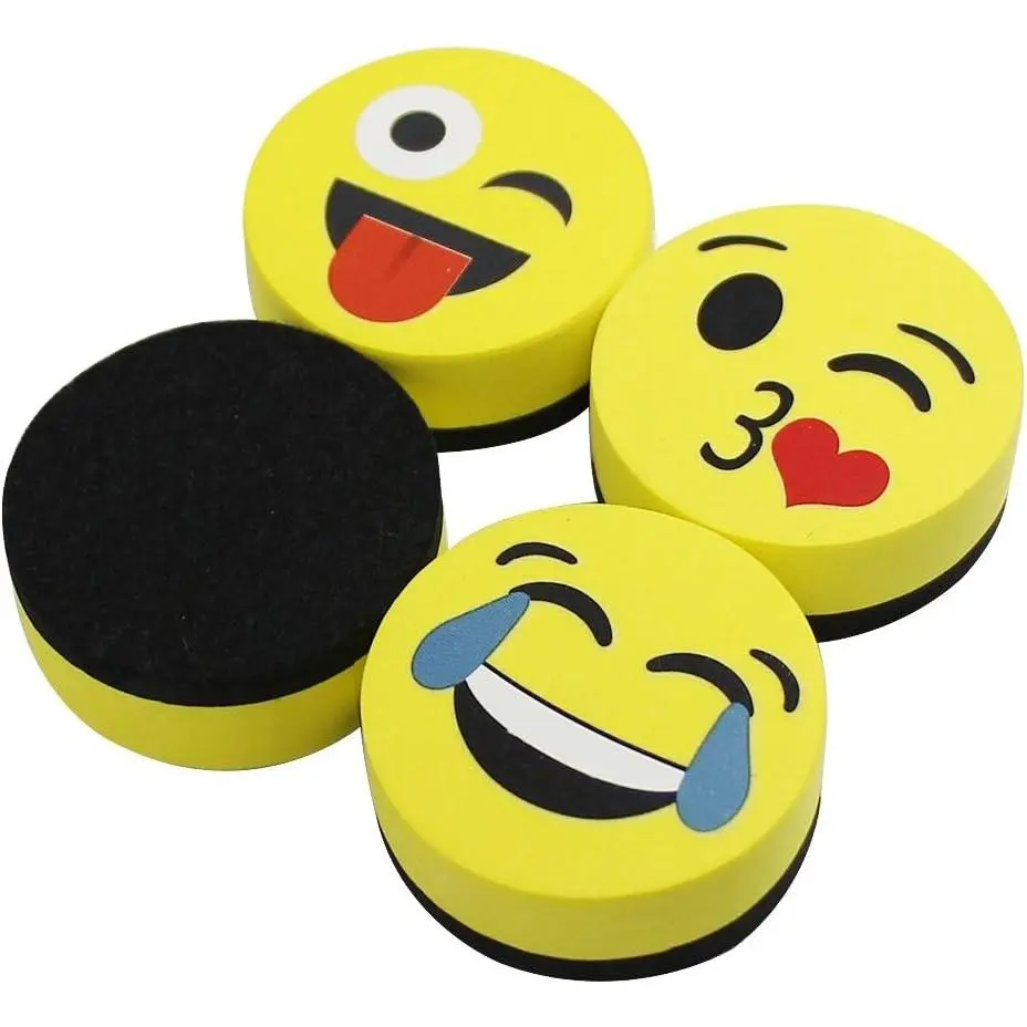Magnetic Smiley Face Circular Whiteboard Eraser / 24 Pack of 2" Dry Erase Erasers