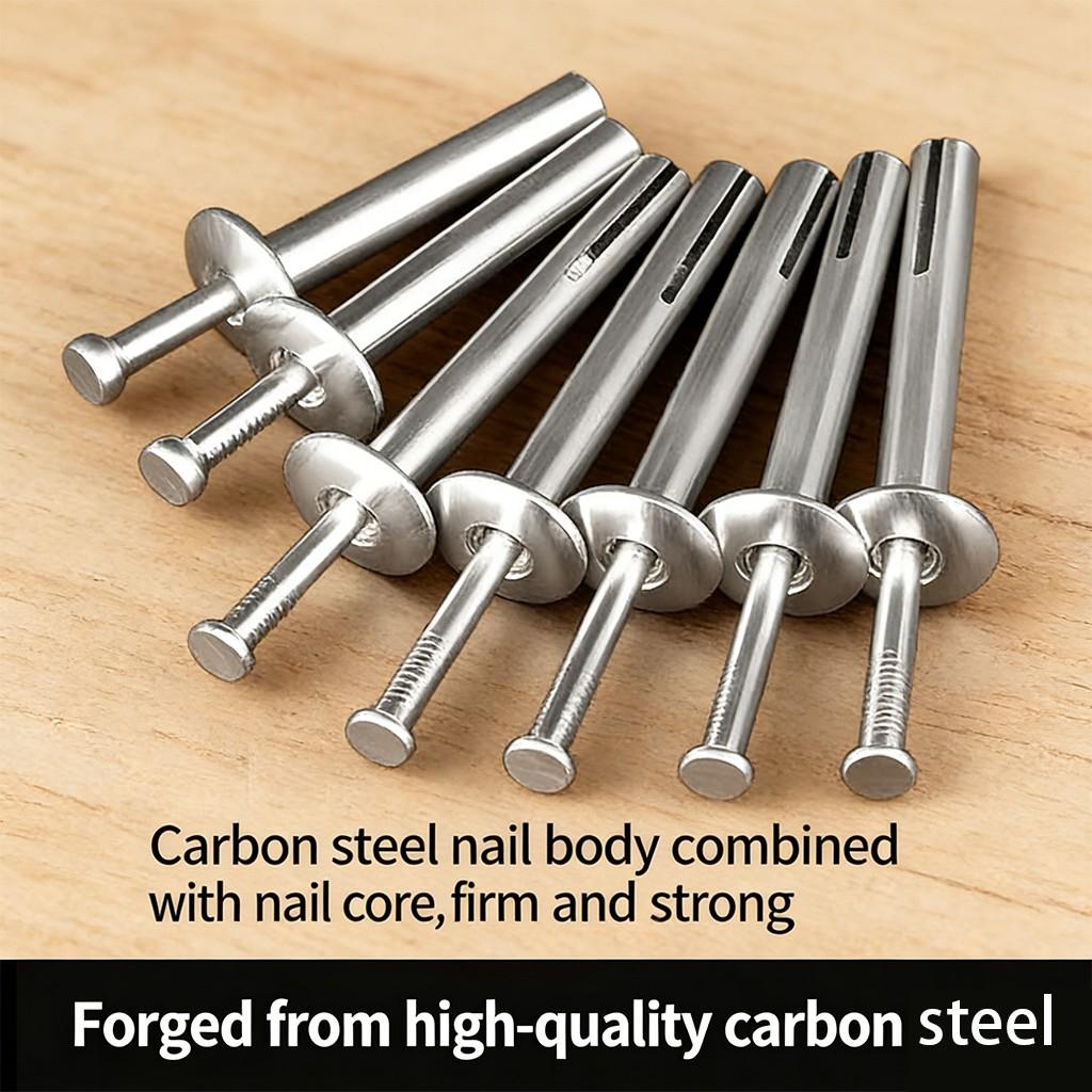 Hammer Drive Concrete Anchors 3-Step Nail-in Anchors, Rust Resistant Electro Galvanized, Expansion Bolt, Concrete Anchors for Walls Cabinets, Easy Install for Shelves Cabinets Curtains Walls Concrete Brick Block