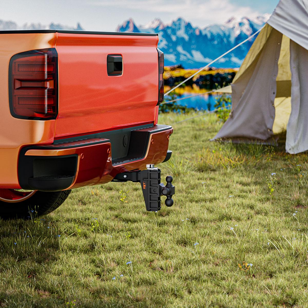 Adjustable Trailer Hitch, Tri-Ball (1-7/8" x 2" x 2-5/16") Drop Hitch, Fits 2.5-Inch Receiver, 6-10 Inch Drop Hitch, 18500 LBS GTW-Class 3 Tow Hitch for Heavy Duty Truck, Black, Solid Ball Mount