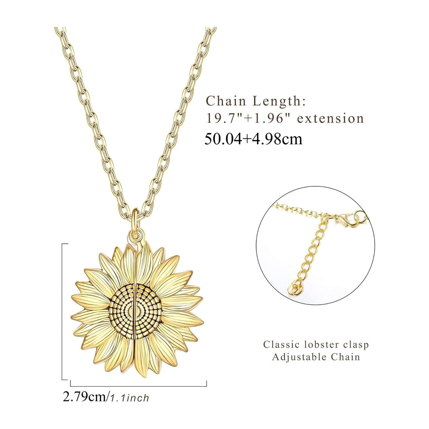 4pcs You Are My Sunshine Necklace Sunflower Necklace for Women Locket Necklace Gift For Girlfriend Mom for Birthdays Valentine's Day