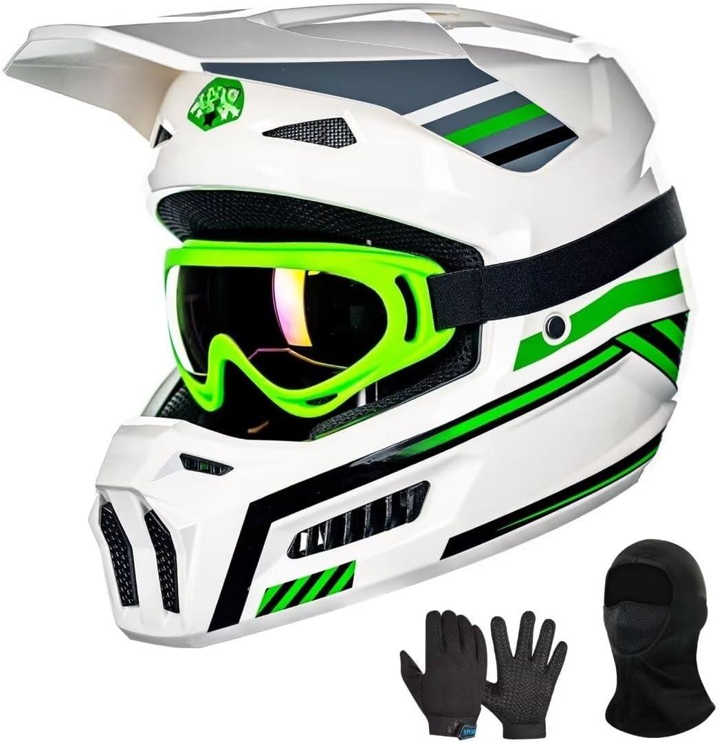 Youth Dirt Bike Helmets Kids ATV Helmet Motorcross BMX Off Road Motorbike with Goggles Gloves Mask DOT Model MT601Y (Matte Black, Youth-Large)
