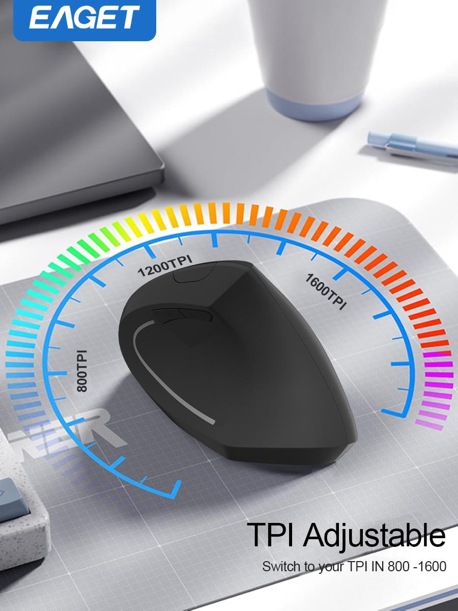 EAGET Wireless Ergonomic Performance Mouse, Vertical Mouse,Optical Office Mouse, Right Hand Mouse,Gaming Mouse for Computer Laptop(Black)