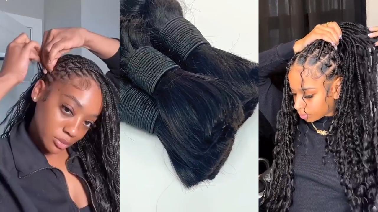 VIPbeauty Boho Human Braiding Hair Burmese Curly Bulk for Daughter/Friend For Bohemian Knotless Braids Natural Curly End No Weft 1/3 Bundles 100g/1 Bundles  1B Natural Black Salon-Quality