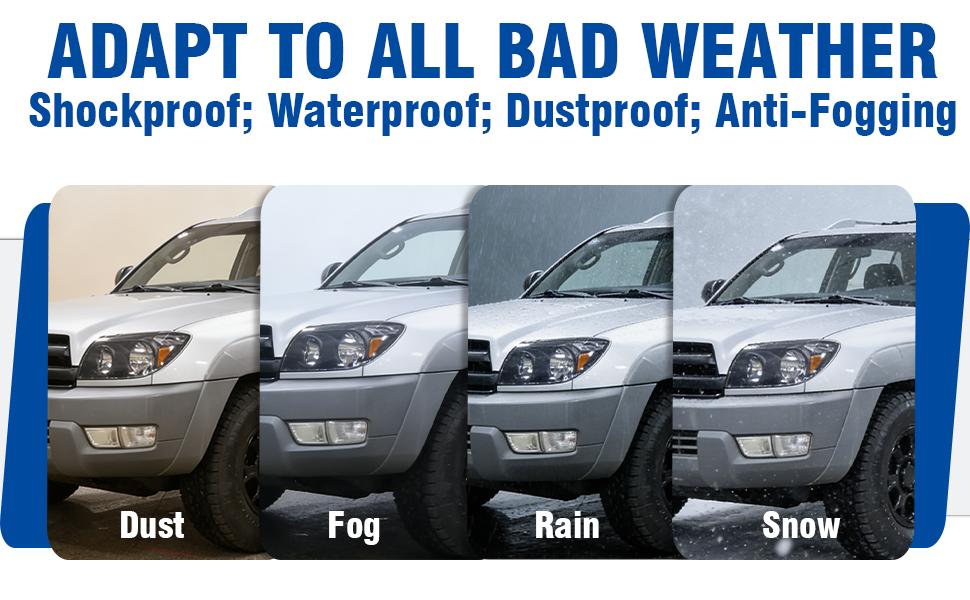 Headlight Assembly with Bulbs Compatible with 2003 2004 2005 Toyota 4Runner Headlamp Black Housing Replacement Pair#TO2502146,  TO2503146