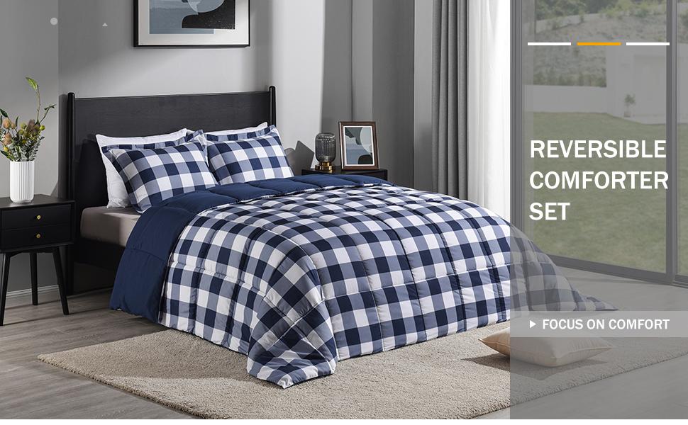 Downluxe Lightweight Plaid Comforter Set, Down Alternative Reversible Comforter, Breathable And Comfortable, #TikTokShopBlackFriday