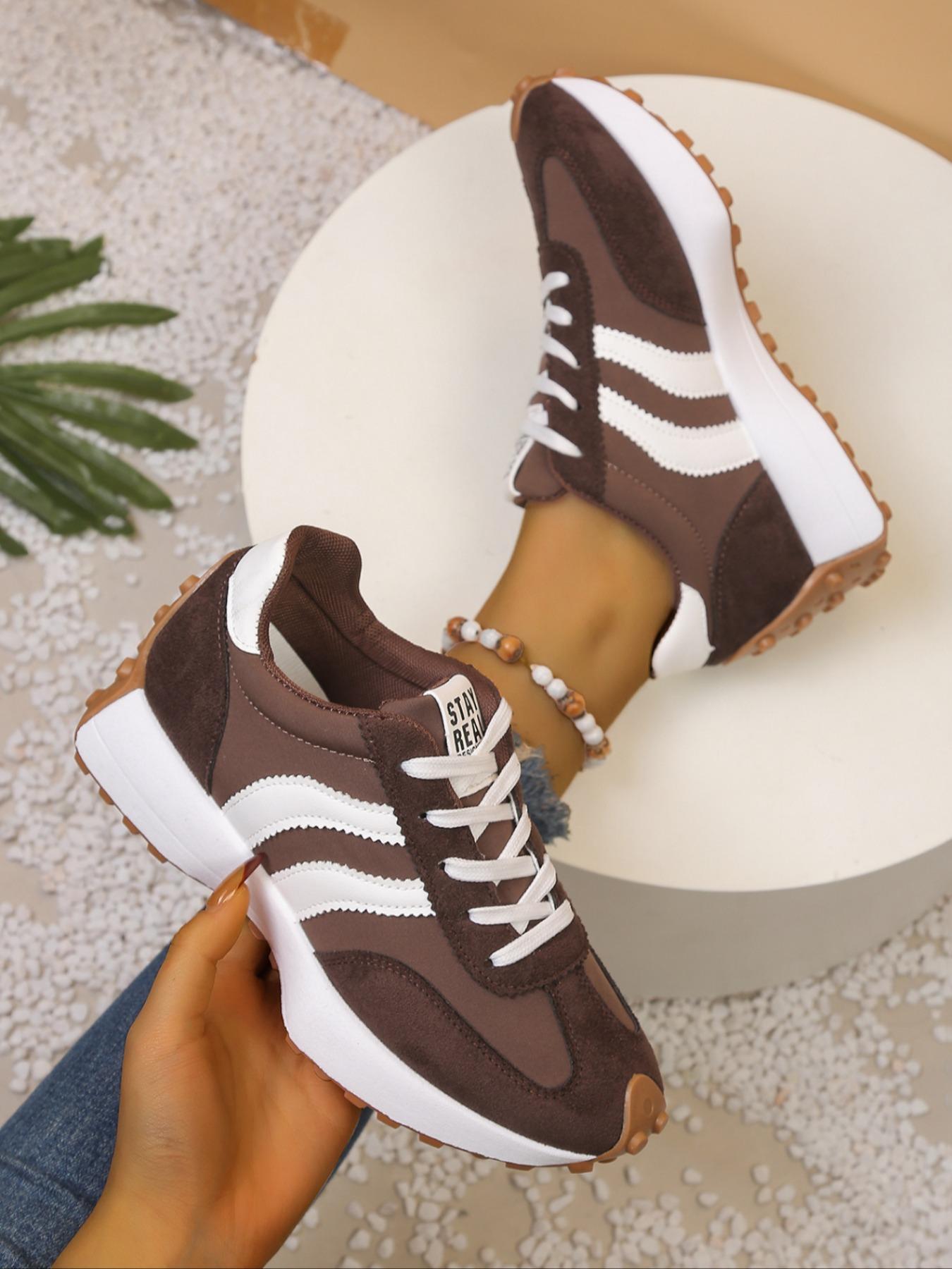 Women's Sporty Argo Shoes Spring & Fall Elegant Fashion Casual Round Toe Low Top Lace-Up Thick Sole Versatile Outdoor Running Shoes