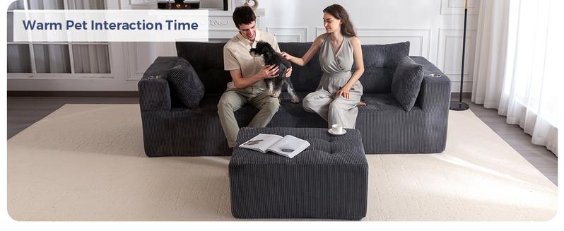 MAXYOYO Modular Sectional Sofa Couch, L Shaped Modern Cloud Couch with 1 Ottoman, Sofa in A Box, Tufted 4-Seat Boneless Sleeper Chair for Living Room, No Assembly Required