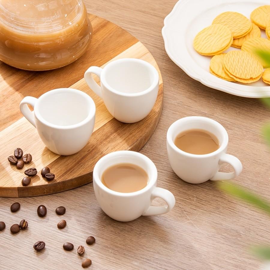 4pcs 60ML/2oz Ceramic Espresso Cups with Handle, Perfect for Espresso Machines, Ideal Gift for Coffee Lovers, Small Tea Cups