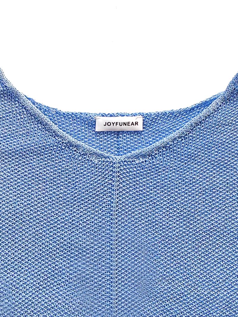 [US shipping]JOYFUNEAR Women's Solid Color Knit Top & Mesh Dress Two-Piece Set - Basic Black Elastic Fabric Loose Fit for Daily Outdoor Wear