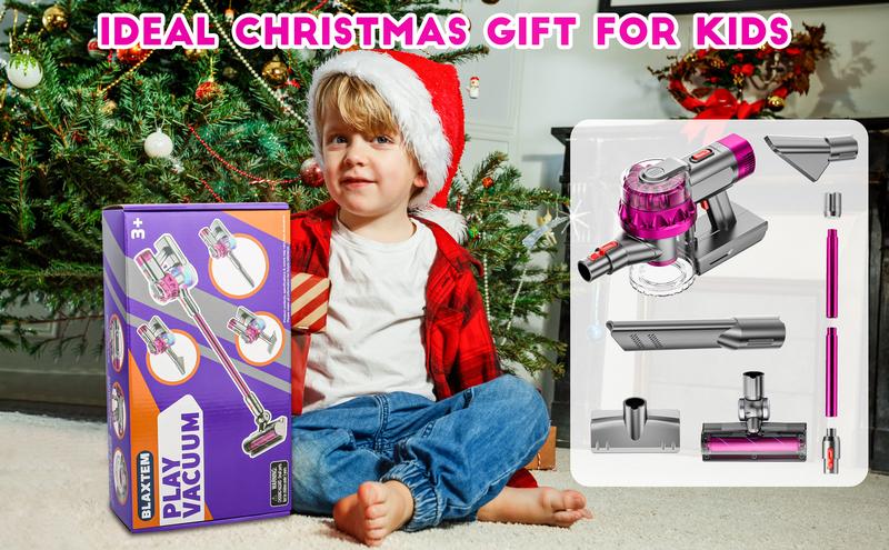 SHNAYLE TOYS4-in-1 Kids Vacuum That Really Work, Toddler Pretend Play Cleaning Toy Set W/ Light & Sound, Interactive Toy Cleaner Birthday Idea for 2 3 4 5 6+ Year Girl Boy Christmas gifts Christmas present