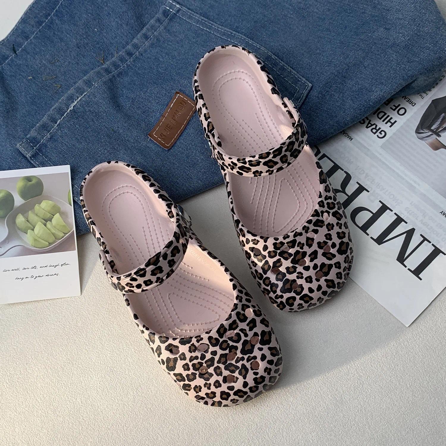 Retro EVA Outer Wear Mary Jane Slippers Shoes Summer New Women's Cute Ballet Hole Shoes Anti Slip Outdoor Beach Sandals