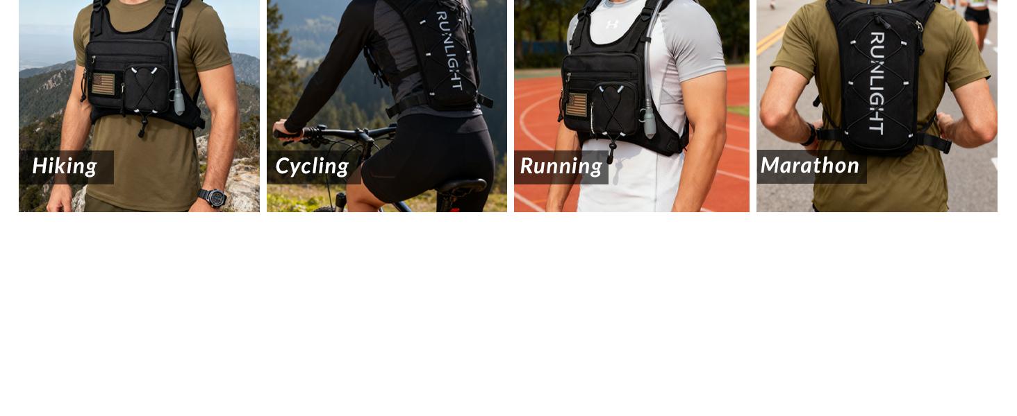 Lightweight Tactical Running Hydration Vest with Velcro Panel, 1.5L Leak-Proof Water Bladder, Adjustable Chest Pack for Unisex, Ideal for Trail Running, Hiking, Marathon and Outdoor Fitness