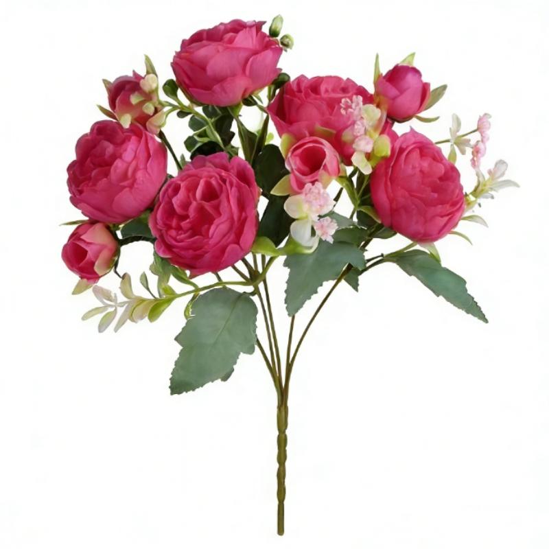 4pcs Realistic Two-Tone Pink Artificial Peony Bouquet, DIY Fake Flowers for Home Living Room Decor, Wedding Decor, Valentine's Day Gift, Long-Lasting Faux Flowers Perfect for Birthday Party, Garden, Bedroom, Dining Table, Window Sill & Bridal Bouquet