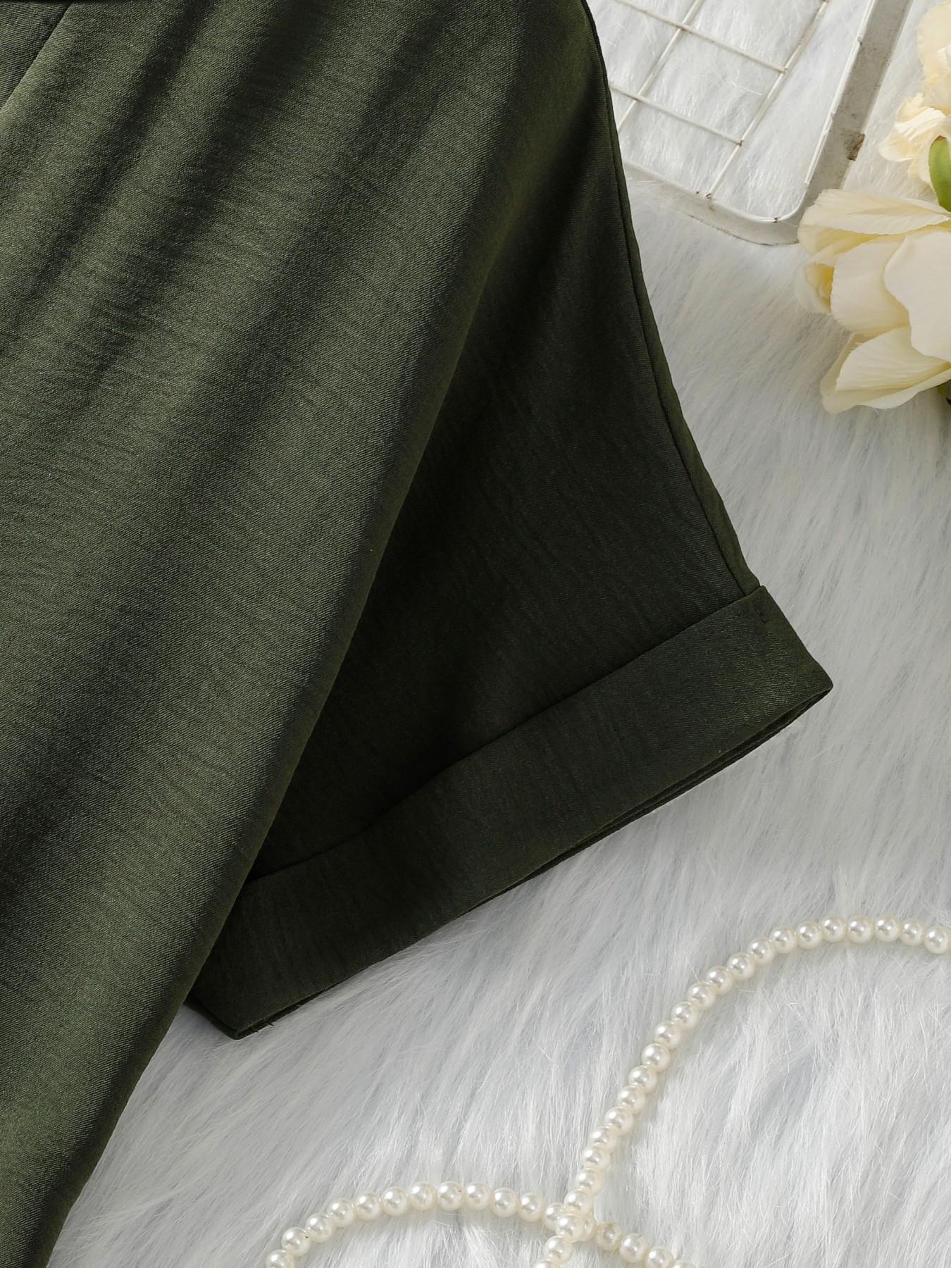 Women's Plain Solid V-Neck Short Sleeve Dress, Simple Long Dress for Women, Fitted Casual Fashion, Perfect for Daily Wear