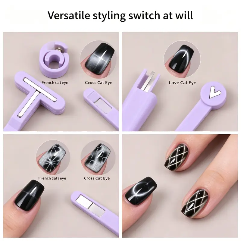 8 in 1 Purple Cat Eye Nail Art Magnet Strong Magnetic Attraction Multiple Fancy Patterns Powerful Magnet Creates Clear Cat Eye Effect DIY Home Nail Salon Quality Versatile Nail Tool Practical Essential Easy Operation Beginner Friendly Nail Art Tools 8 in 1 Purple Cat Eye Nail Art Magnet Strong Magnetic Attraction Multiple Fancy Patterns Powerful Magnet Creates Clear Cat Eye Effect DIY Home Nail Salon Quality Versatile Nail Tool Practical Essential Easy Operation Beginner Friendly Nail Art Tools