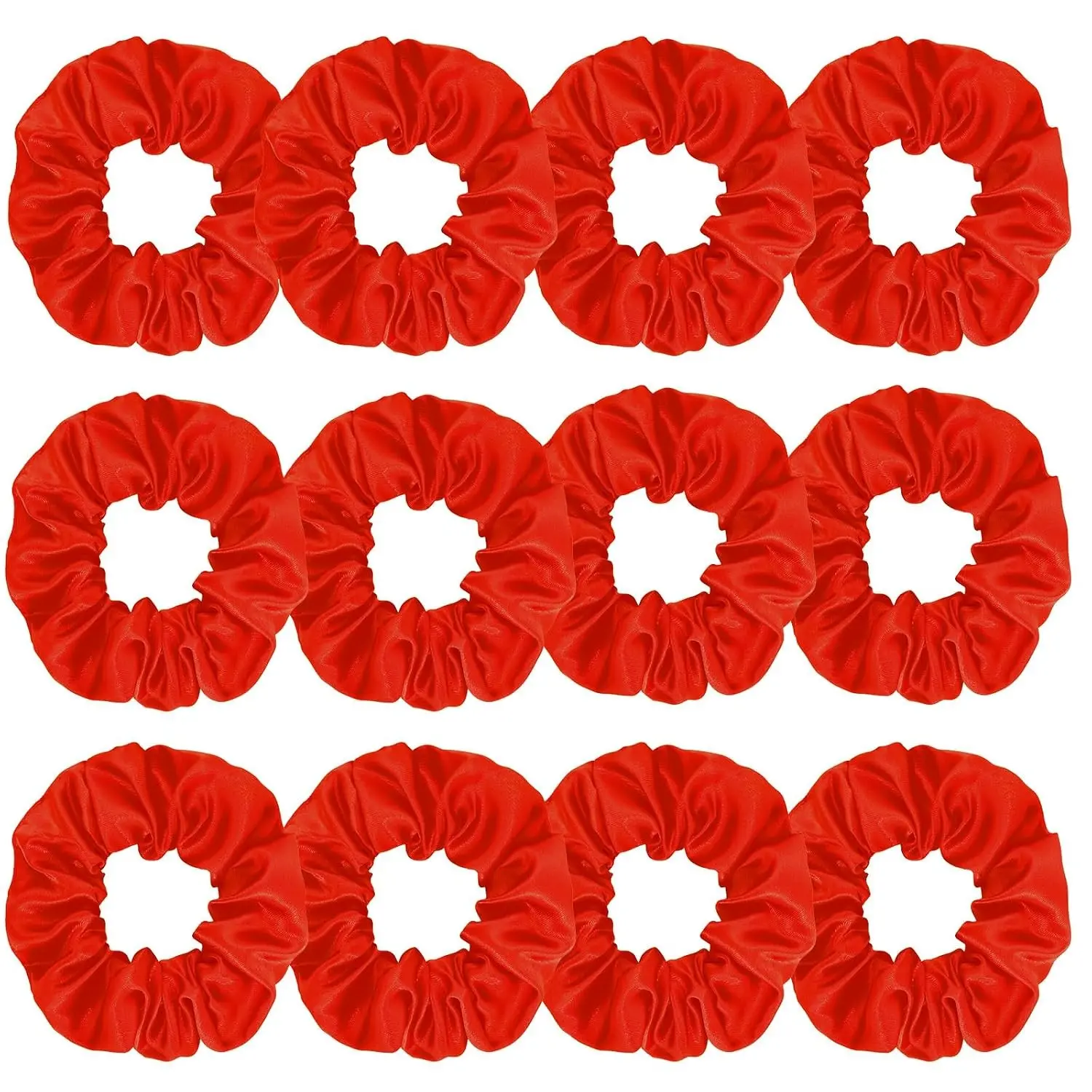 Silk Satin Scrunchies for Women Girls 12 PCS Red Hair Scrunchies Silk Satin Hair Ties for Thick Hair Bulk Hair Ties Hair Accessories