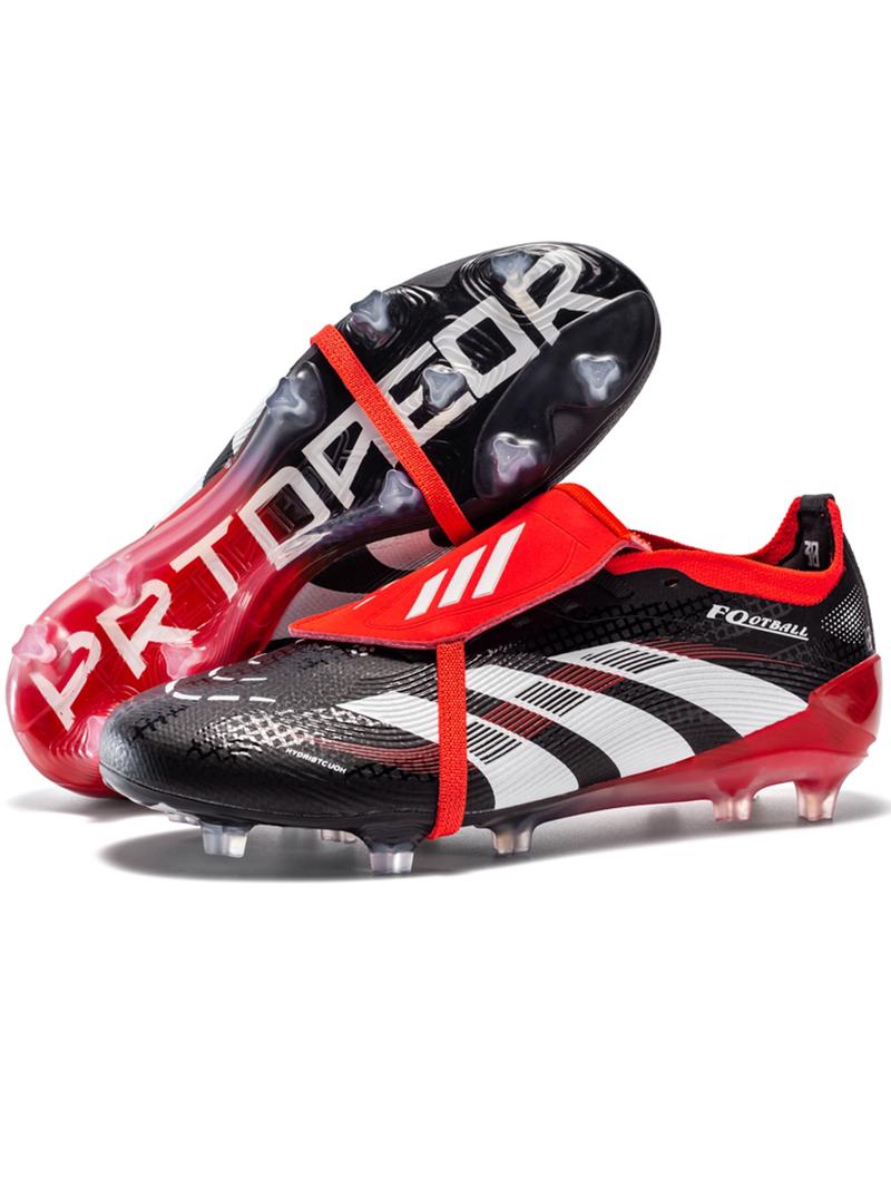 Unisex's Foldable Sporty Football Shoes, Comfortable and Durable Striped Microfiber Upper Football Boots, All Seasons