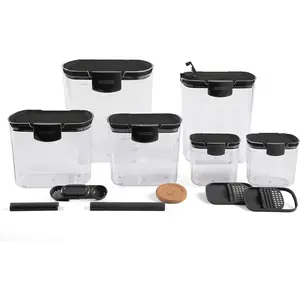 ProKeeper Baker's Airtight Kitchen Storage Canister Container Set for Flour, Sugar & , Keeps Ingredients , with Accessories (Black, 6- )