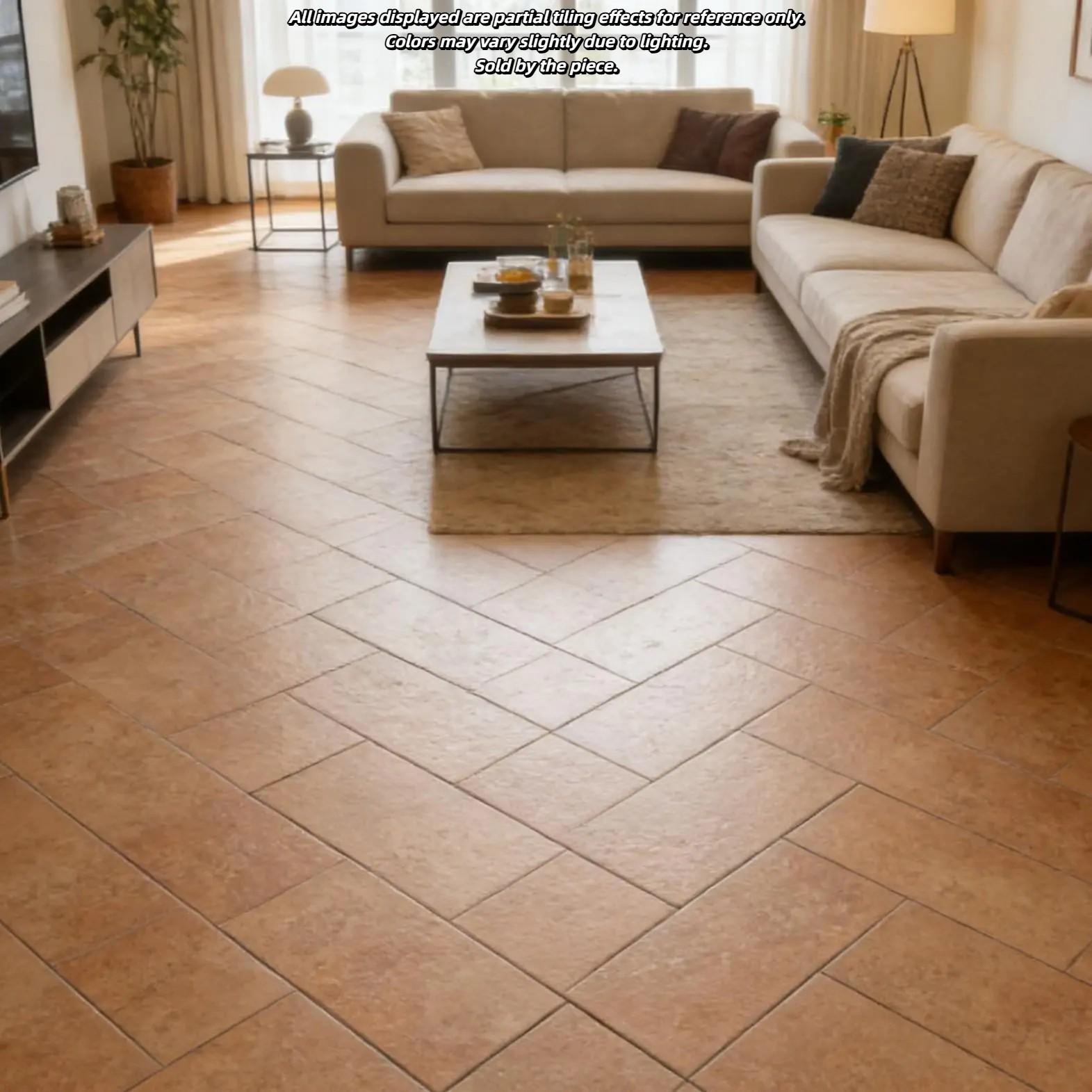 French Vintage Castle Style Thick Full Porcelain Tile, Wall & Floor Use, Non-Slip Easy Clean, 2 Sizes Available for Living Room Kitchen Bathroom