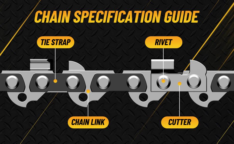 Seesii 6/8/10/12 Inch Chainsaw Chain Replacement for Cordless Electric Mini Chainsaw - 3 Pack