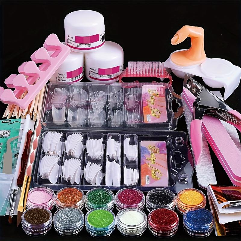 Nail Kit Set Professional Acrylic With Everything, 12 Glitter Acrylic Powder Kit Nail Art Tips Nail Art Decoration, DIY Nail Art Tool Nail Supplies acrylic nails kit Acrylic Nail Kit For Beginners (Professional)