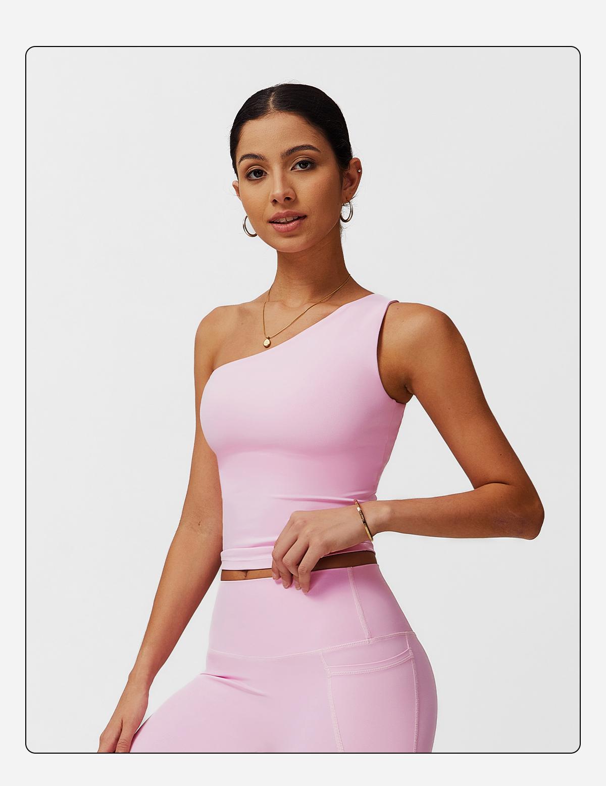 Women's Fitness Tank Top with Built-in Bra PadsUnderwear,Slanted One Shoulder Fitness Top,Yoga GymWorkout Tank Top,Yoga Outdoor Running Daily Wear TankTop Lightweight Activewear Athleisure Breathable Clothes compression tank top SpringStatements