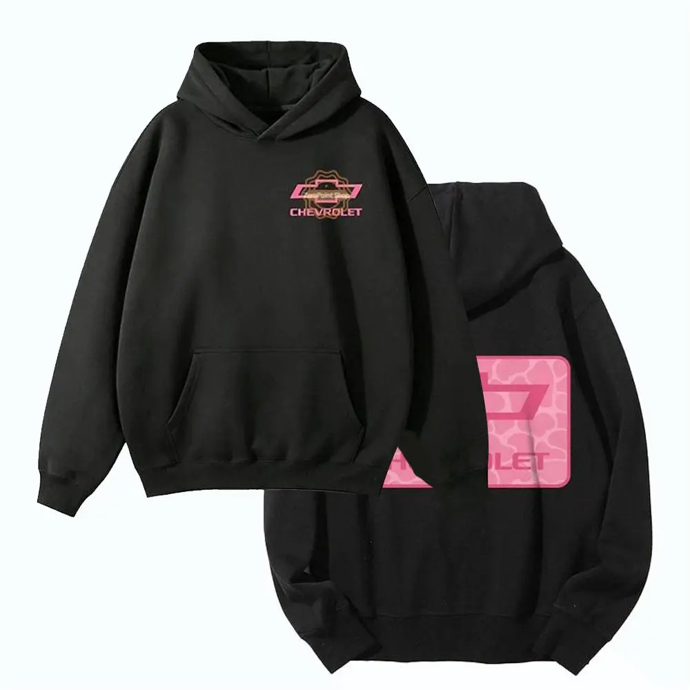 Unisex Chevrolet Pink Camo Logo Vintage Crew Neck Hoodie - Smooth Lightweight Soft Cotton, Retro Aesthetic Graphic, Oversized Outdoor Pullover, Essential Sweatshirts for Racing Fans, Country Style Casual Layer